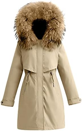 מעילים חמים בחורף, נשים קלות משקל עבות שרוול ארוך רוכסן מעילים עם מעילי פרווה עם פרווה עם פרווה