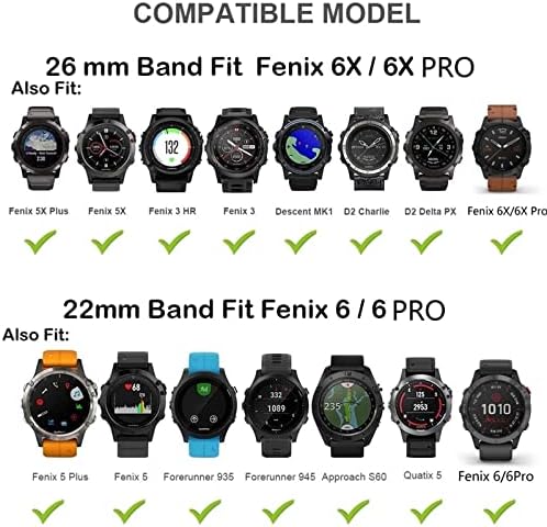 רצועת רצועת כף היד נירוסטה מפלדת אל חלד עבור Garmin Fenix ​​6x 6S 6 5x 5S