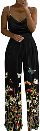 מכנסי סרבלים של NYYBW מדפיסים פרחי צוואר מתוקה פרח נשים צינור לבוש רצועה גבוהה מותניים קיץ שני V רומפר