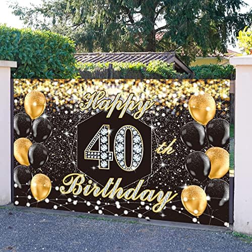 רקע באנר יום הולדת 40 של אייליבה, קישוטים למסיבת יום הולדת 40 זהב שחור רקע צילום יום הולדת 40,
