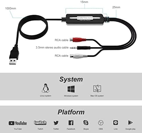 Digitnow USB Audio Chaud Garabber עבור קלטות קלטת ויניל לממיר MP3 דיגיטלי, תומך ב- Mac & Windows