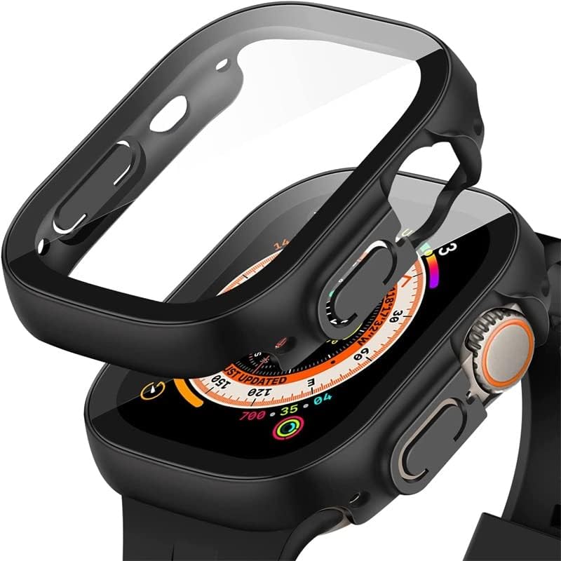 Czke Glass+כיסוי למארז Apple Watch Ultra 49 ממ מחשב פגוש מחוסם מסך מגן מסך מגן על מכסה אולטרה אולטרה