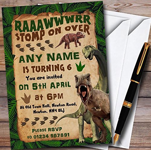 גן החיות של הכרטיס 10 x דינוזאור פרהיסטורי מפחיד בהתאמה אישית הזמנות למסיבת יום הולדת לילדים