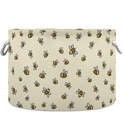 Visesunny דפוס דבורים חמוד כביסה סלי בד אחסון פח קופסת אחסון קופסת אחסון מתקפלת על סל בגדי צעצועים סלסלים