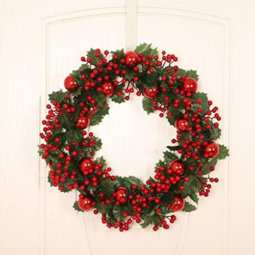 זר חג המולד של Zhyh 50 סמ עם פרי אדום עלים ירוקים זרי פרחים לעיצוב מסיבת דלת הכניסה הביתית
