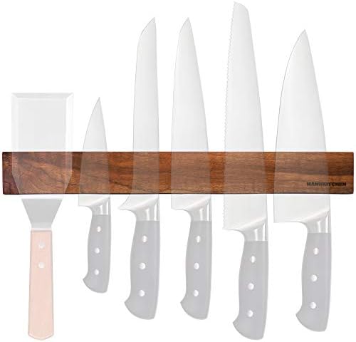אישמטבח מגנטי סכין הרצועה, 18 אינץ חזק במיוחד סכין מחזיק עבור גדול וכבד סכינים, שחור אגוז עץ, קיר הר