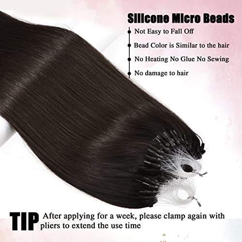 סני מיקרו לולאה שיער טבעי הרחבות 16 אינץ מיקרו חרוז שיער טבעי הרחבות 16 אינץ 2 כהה חום שיער הרחבות