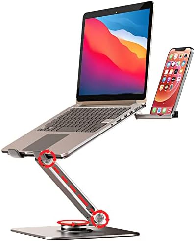 עמדת מחשב נייד QLL לשולחן העבודה, מעמד מחברת מתקפל 360 מעלות, מחזיק מחשב נייד סגסוגת אלומיניום יציב