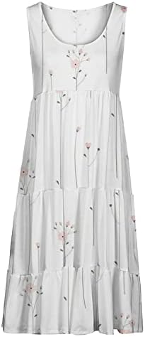 קיץ מקרית נדנדה חולצה שמלות לנשים ללא שרוולים פרחוני מודפס חוף לחפות שכבות קפלים טנק שמלה
