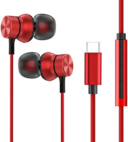 אוזניות JADO USB C, USB סוג C אוזניות אוזניות קווית סטריאו Hi-Fi עם מיקרופון מחבר ובקרת נפח לסמסונג גלקסי S20