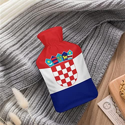 דגל קרואטיה בקבוק מים חמים עם כיסוי קטיפה רכה שקית הזרקת מי גומי חמים 1000 מל