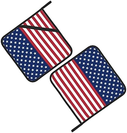 דגל אמריקאי כוכבי פסים 2 מחזיקי סיר אריזה למחזיקי סיר עמידים בחום מטבח מגדירים תנור רפידות חמות מחזיקי סיר