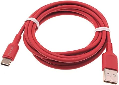 כבל USB -C 6ft אדום מטען אדום חוט חשמל סוג C תואם לכוח מוטו Moto Z2 - Moto Z2 Play - Moto Z3 - Moto Z3 Play