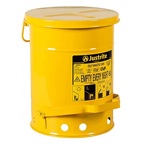 ג 'וסטריט 09101 6 ליטר, 11.875 אינץ' אוד על 15.875 אינץ ' פחי בטיחות צהובים מפלדה מגולוונת לפסולת שמנונית