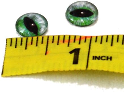 עיני זכוכית חתול 10 ממ בדרקון פנטזיה ירוק עבור פסלי בובות או ייצור תכשיטים
