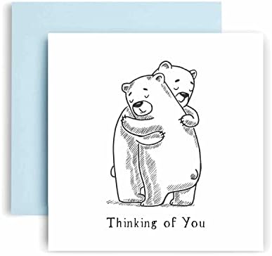 Huxters חושבים עליך כרטיס אהדה - חיבוק דובי מאויר יד - כרטיס תנחומים - כרטיסי ברכה - מתנה לאהדה -