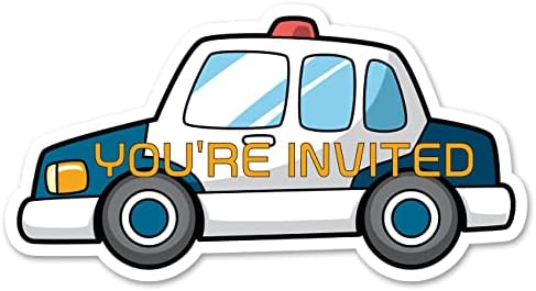 הנושא המשטרתי הזמנות למסיבת יום הולדת שוטר בצורת מכונית הזמנות למילוי סט של 15 עם שוטר קצין מעטפות מזמין