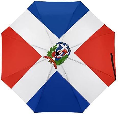 דגל דומיניקה מטריית נסיעות מטריה מתקפלת עמידה לרוח לגשם מטריה ניידת פתיחה וסגירה אוטומטית
