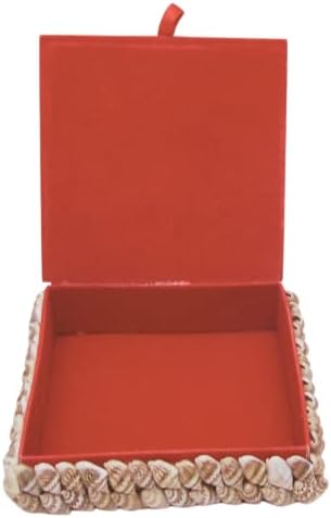 קופסת כיכר ווסטר עם צדפים דמויי דמוי מעורבים, תכשיטים ייחודיים או תיבת תכשיטים, קישוט ימי בודד,