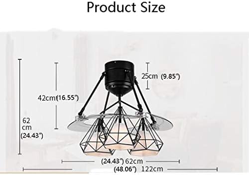 מאווררי תקרה של Cutyz עם מנורות, מאוורר תקרה וינטג 'תעשייתי שחור אור מתכת הובלת אור חדר שינה מאווררי