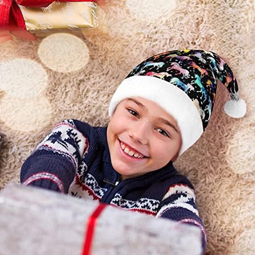 קשת גלקסי חדי קרן קטיפה חג המולד כובע שובב ונחמד סנטה כובעי עם קטיפה ברים ונוחות אוניית חג המולד