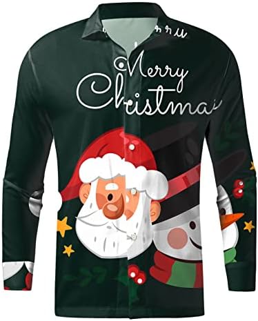כפתור שרוול ארוך לחג המולד של ZDDO לחג המולד חולצות, חג המולד מצחיק סנטה קלאוס חולצה מעצבת גרפית חולצות מזדמנים