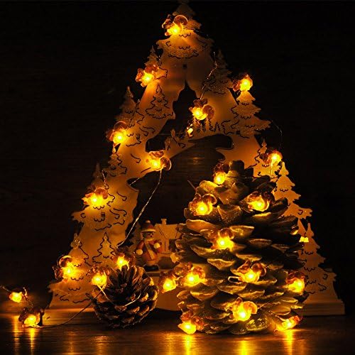 הרשים חיים סנאי קישוט אורות מיתרים, אורות חידוש חגיגיים של צ'יפמונק חג המולד המופעל על סוללות 10 רגל 40 נוריות