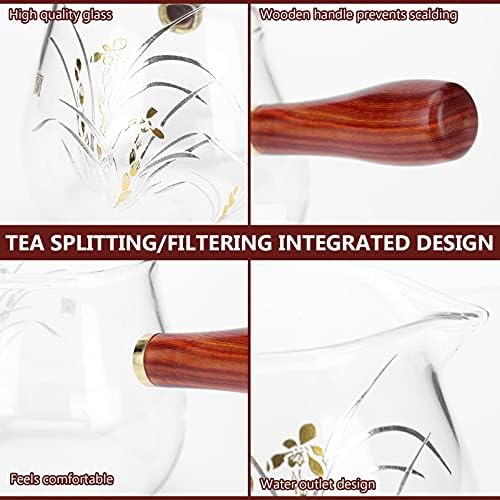 יצרנית תה זכוכית קרם קפה יארדווה עם ידית צד, קומקום יפני יצרנית תה עלים רופפת עם ידית מעץ יריית כד