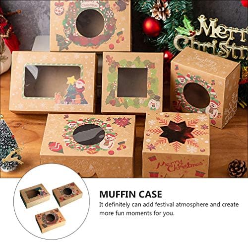 עמדת קאפקייקס Besportble 3 יחידות קופסאות עוגיות חג מולד עם חלון ברור ומכסים סופגנייה קאפקייקס
