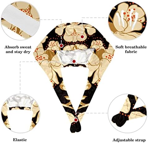 כובע עבודה מתכוונן עם כפתור, דפוס פרחים בז 'גדול כובע כובעי כובע, כובעי קשירה לאחור עם שיער קשת מקושק