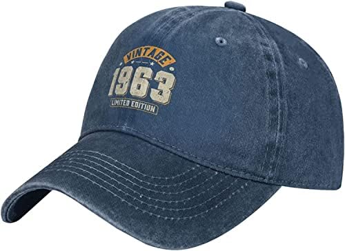 וינטג '1963 כובע קאובוי לגברים כובע קאובוי מתכוונן כובעי מתנה ליום הולדת 60 לנשים כובעי שמש נושמים מבוגרים חיצוניים