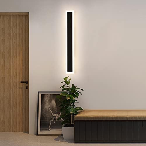 Tewei מתקן תאורה קיר מודרני 23.6 אינץ 'אורך קיר LED ארוך, תאורת קיר ארוכה אורות חיצוניים שחורים