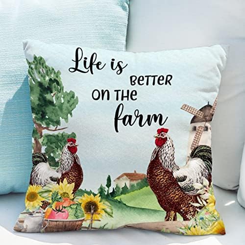 חיי עוף אסם טובים יותר על חווה כרית כרית כיסוי רוכסן מרובע חווה חווה תרנגולת תרנגולת כריות זריקת בית עיצוב