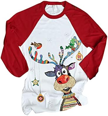 4zhuzi סוודר חג מולד חמוד לנשים דפסת איילים בעלי חיים מצחיקים חולצות שרוול ארוך חולצות סתיו