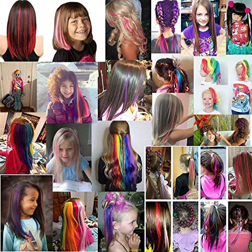 24 יחידות צבעוני קליפ בתוספות שיער 22 צבעוני שיער הרחבות לילדים קשת שיער הארכת צבעוני שיער הרחבות רב צבעים