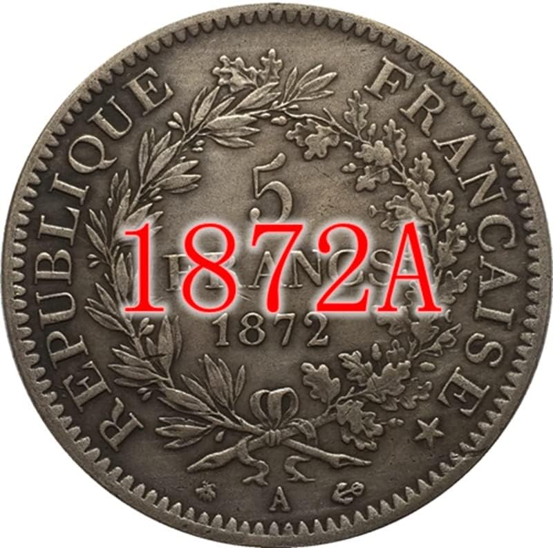 12 תאריך שונה מטבעות צרפתים נחושת טהורה מצופה מכסף עתיק כסף מלא מלאכה