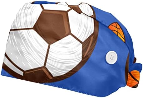 OELDJFNGSDC 2 חבילות כובע עבודה עם כפתור הזיעה, כדורגל כדורגל כדורגל כובע עבודה מתכוונן
