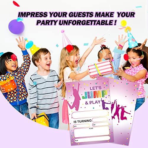 קפיצה למסיבת טרמפולינה הזמנות ליום הולדת, הזמנות למסיבת בית להקפיץ לילדים בנות ילדים, הזמנות למסיבות קפיצות, מזמינים