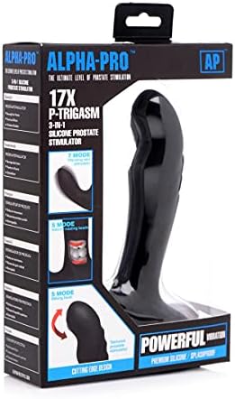 Alpha-Pro 17x P-Trigasm 3-in-1 Silicone Silicone ממריץ הערמונית, שחור, 6.5 אינץ