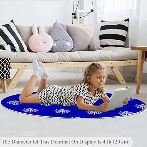 Llnsupply ילדים שטיח 4 רגל שטיחים שטחיים עגולים גדולים לבנות בנים תינוקת - פרח פרחוני פרחוני, פרח פרחוני, עיצוב