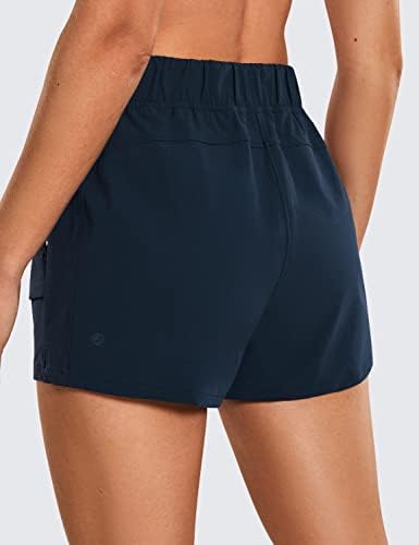 CRZ יוגה לנשים אטום מים מכנסי טיול קצרים: אמצע העלייה של קיץ קיץ חיצוני אימון מכנסיים קצרים בכיסי