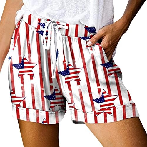 מכנסיים קצרים של 4 ביולי לנשים קיץ מזדמן ארהב דגל מכנסיים קצרים