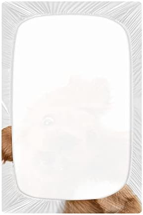 Alaza כלב חמוד קוקר ספניאל גור גילי עריסה מצויד גיליון בסינט לבנים פעוטות תינוקות, גודל סטנדרטי 52 x 28 אינץ '