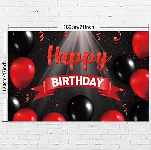 יום הולדת שמח קישוטי תפאורה באנר בלונים אדומים ושחורים עיצוב נושא זרקור לנערות נסיכה נשים מפלגת יום הולדת