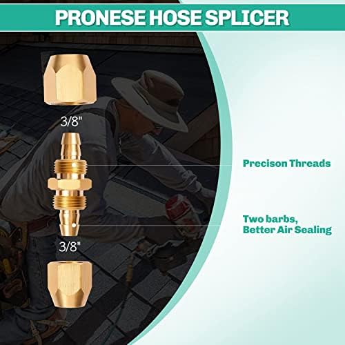 Pronese 2 חבילה פליז פליז HPT HPT לשימוש חוזר של צינור צינור חוזר, צינור אוויר מתאים לצינור מזהה 3/8