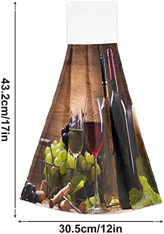 OARENCOL כוסות יין אדומות ולבנות ענבים מעץ מעץ מגבת יד סופגת מגבות עניבה תלויה עם לולאה לסט אמבטיה של 2
