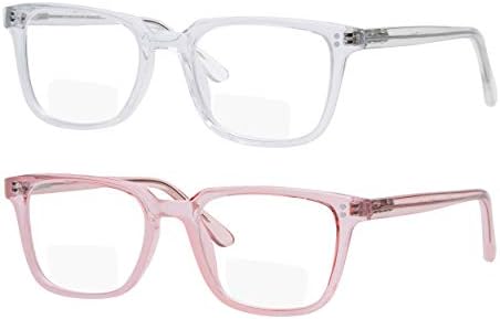 יוגו ראיית 2 חבילה דו מוקדי קריאת משקפיים קוראי גברים נשים אנטי בוהק קל משקל משקפיים