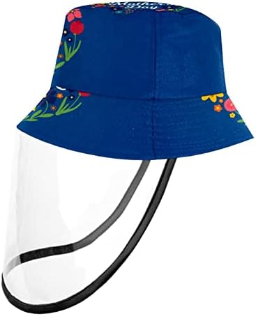 כובע מגן למבוגרים עם מגן פנים, כובע דייג כובע אנטי שמש, עלי אביב אביב צבעונים ורודים