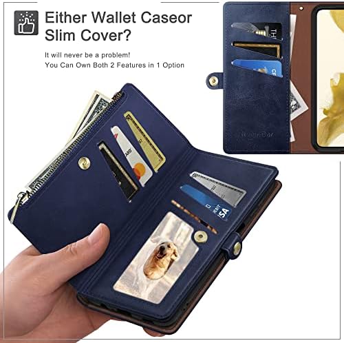 14 פרו מקס 6.7 ארנק מקרה עם רוכסן חסימת כרטיס אשראי מחזיק, להעיף פוליו ספר עור מפוצל טלפון מקרה עמיד הלם