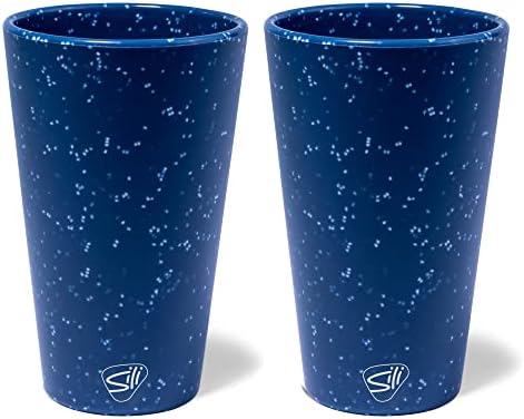 סיליפינט: כוסות ליטר סיליקון: 2 חבילות כוסות כחולות מנומרות-16 אונקיות בלתי שבירות, גמישות, חמות